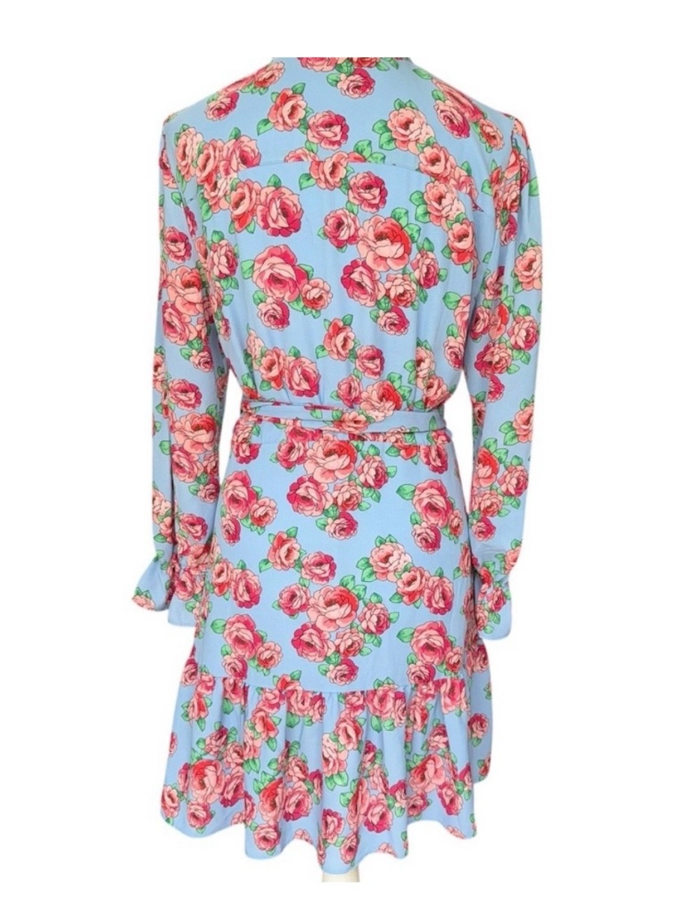 GORGEOUS UnTuckit Spring Floral Tie-Waist Mini Dress in Light Blue & Rose - Picture 8 of 9